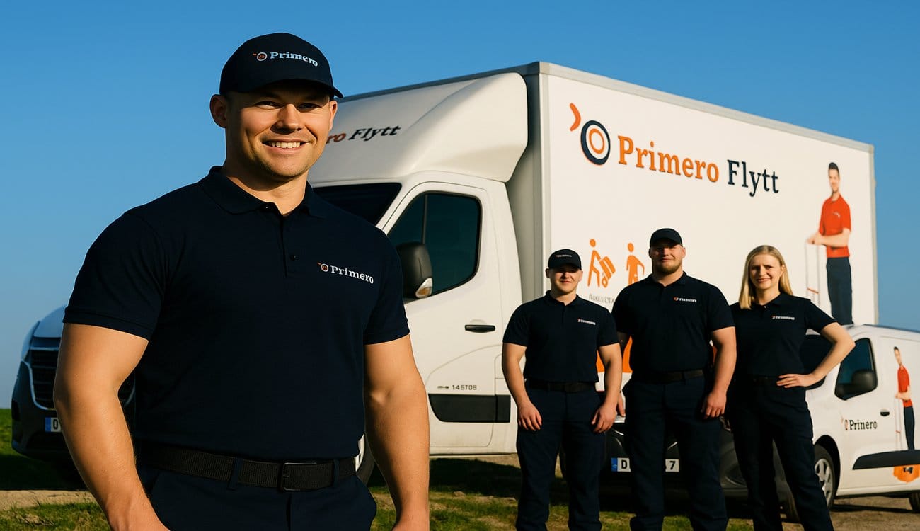 Medarbetare från Primero Flytt som hjälper kund med packhjälp inför flytt i Ängelholm